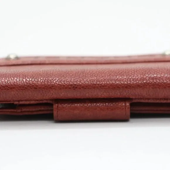 Chanel Red Caviar Leather Billfold Vintage 2005 Wallet